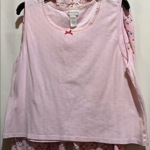 zLIZ CLAIBORNE PJ’S SZ XL PINK KNIT CAPRIS/TANK